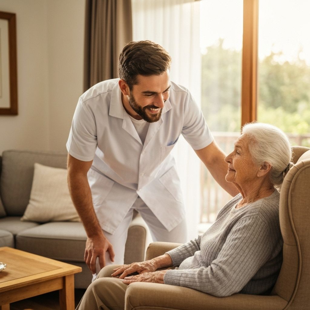 Care professional with client